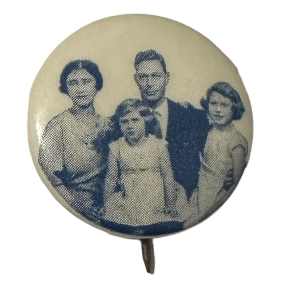 King George VI & Family 1937 Coronation Pinback Button Made in Toronto Vintage